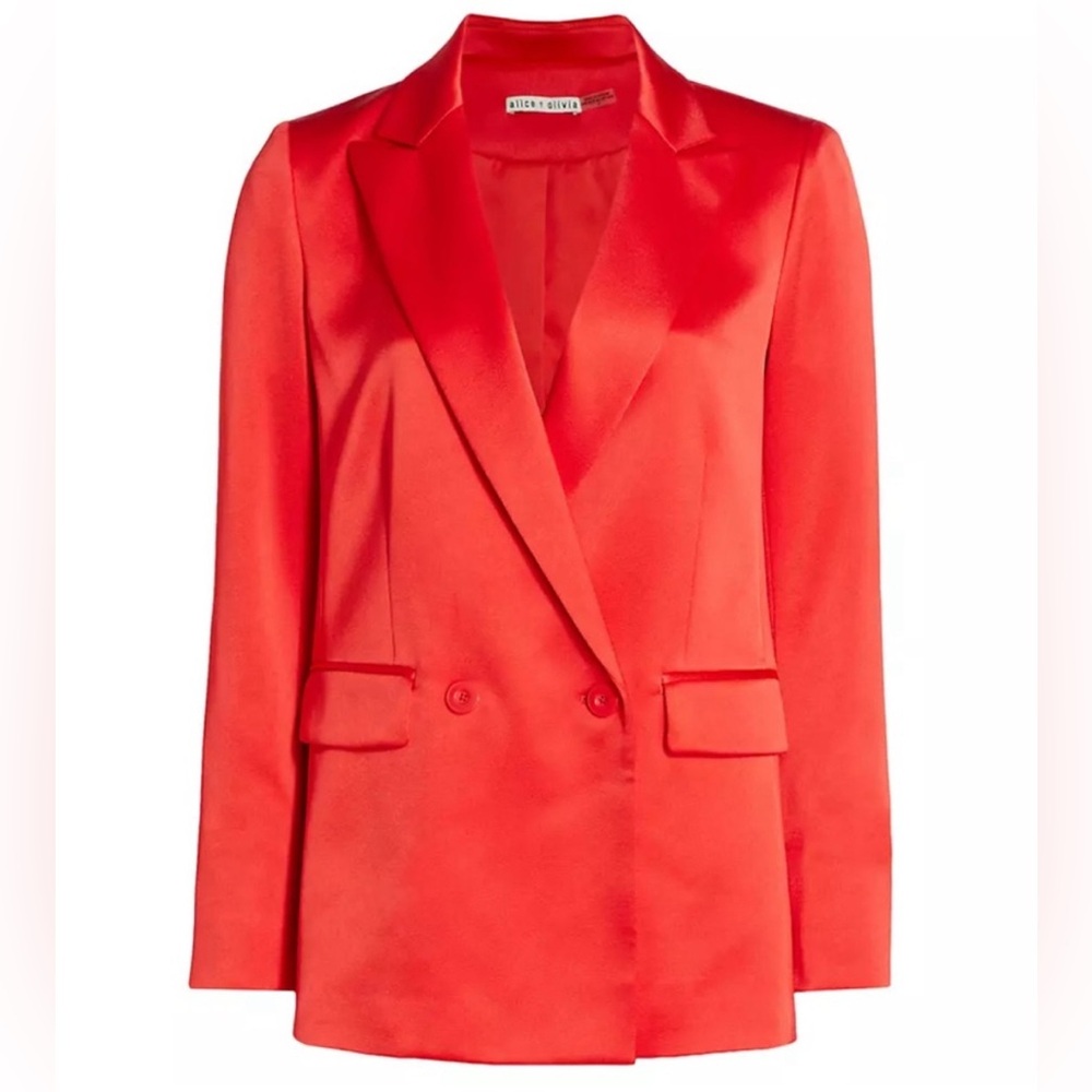 NWT Alice + Olivia Double Breasted Satin Blazer size 14